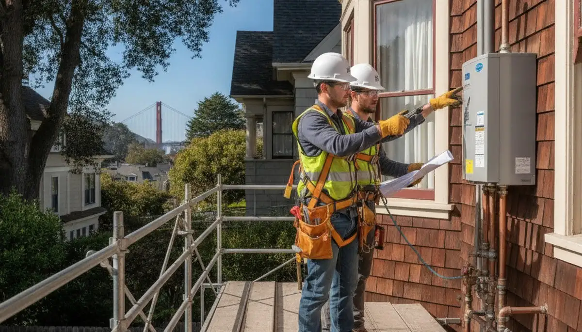 Oakland, CA plumber repairing a residential plumbing issue for a local plumbing service
