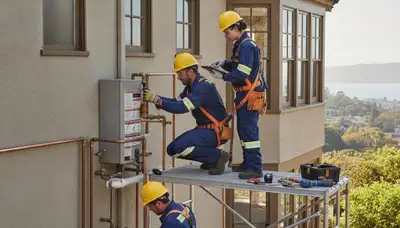 Oakland, CA plumber repairing a residential plumbing line for local plumbing service