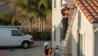 Oakland, CA plumbers repairing a residential pipe leak for plumbing service customers