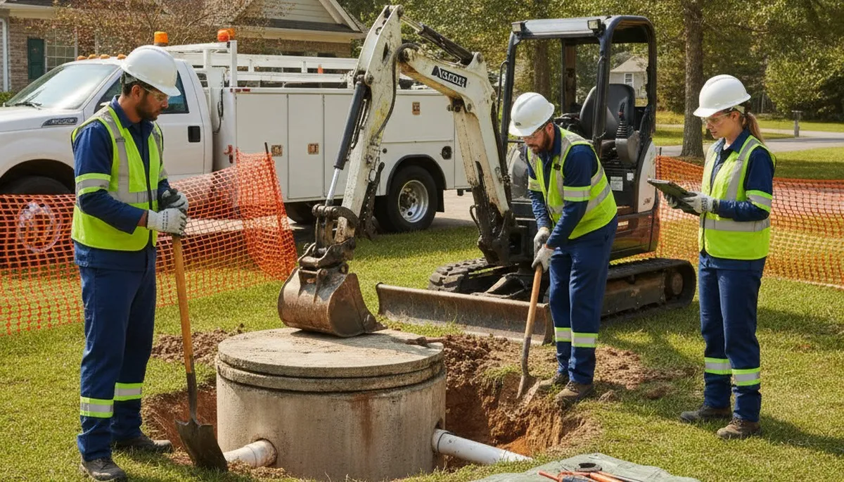 Oakland, CA septic repair service truck for aging home systems and wet-season plumbing issues