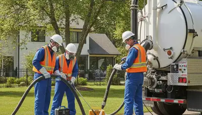 Oakland, CA plumbers cleaning a septic tank for home plumbing maintenance