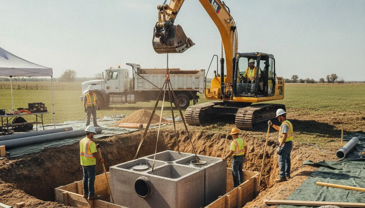 Septic tank installation crew serving Oakland, CA homes with site prep and system setup