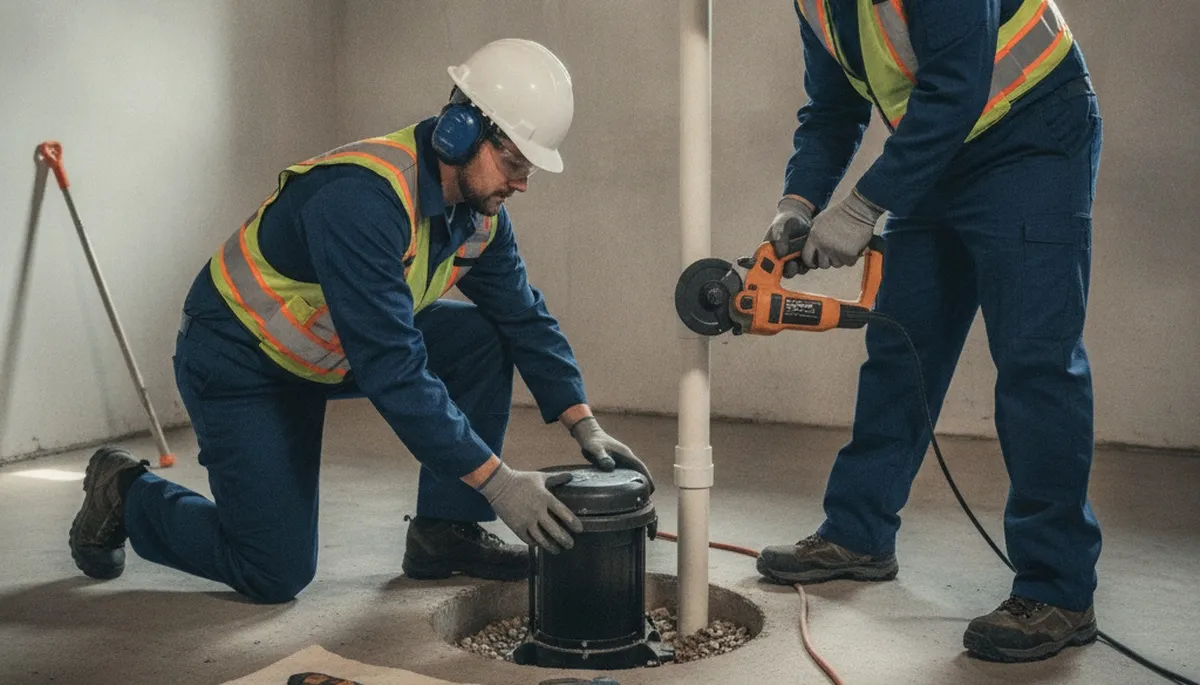 Oakland, CA plumber installing sump pump for home flood protection