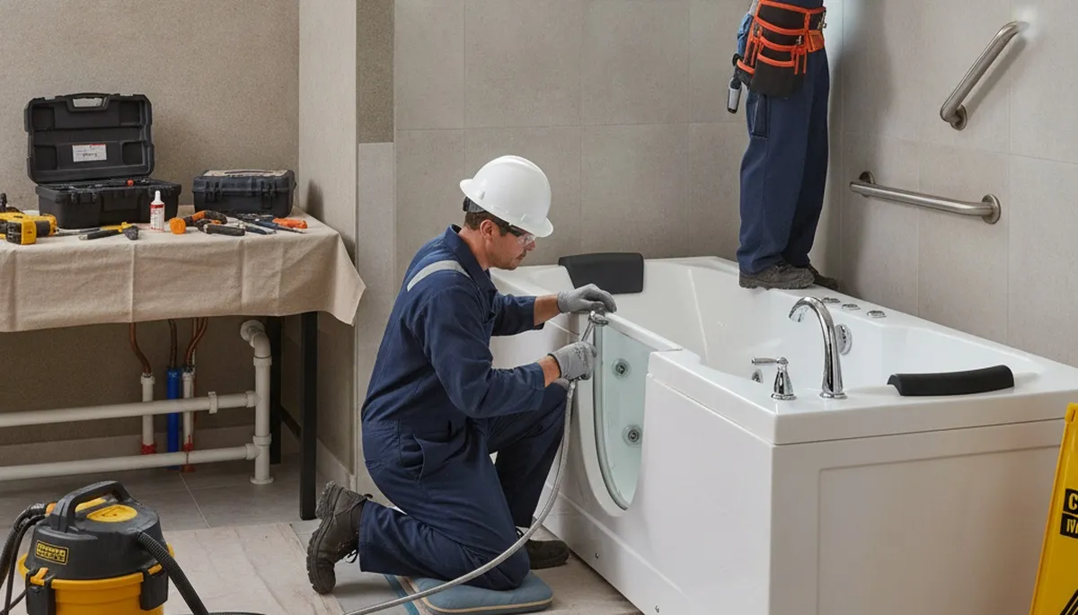 Walk-in tub installation by Oakland, CA plumbers for safer, comfortable home bathing