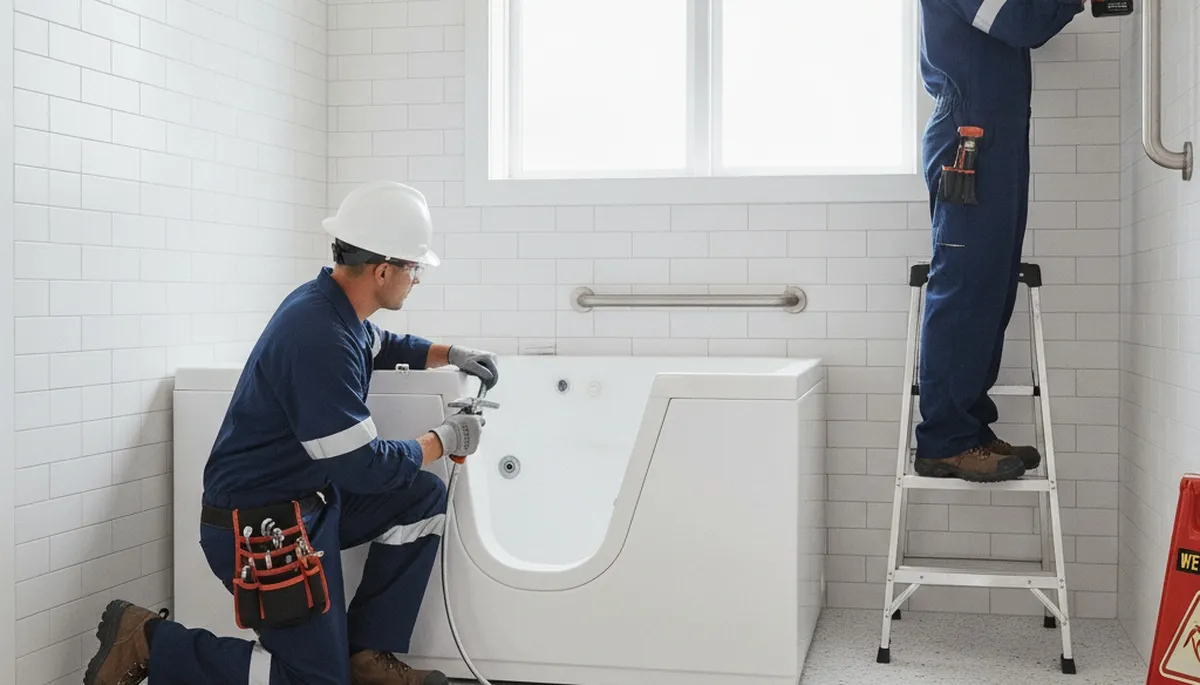 Walk-in tub installation by Oakland, CA plumbers for safer, accessible home bathing